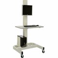 Global Industrial Orbit Mobile Computer Cart with VESA Mount, Beige 239138BG